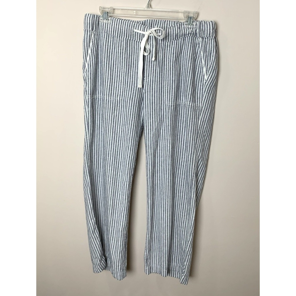 Caslon Linen Blend Jogger Pants Womens Petite Small Striped Drawstring READ